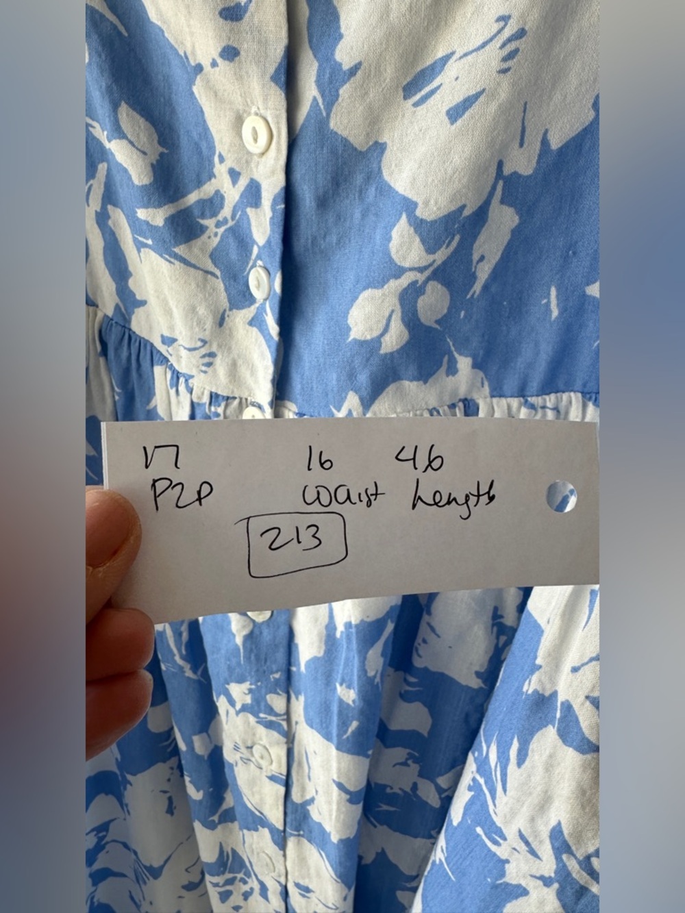 Hyacinth House, Blue Watercolor Midi Dress P2P 17”, Size S | 213 - Picture 2 of 5